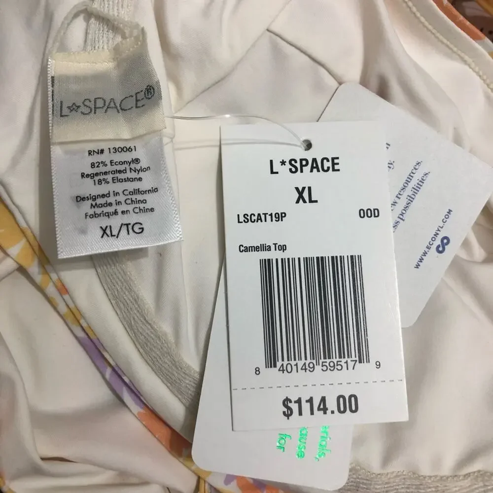 L*Space Bikini Swimsuit Camellia Top Joy Bottom Bitsy in Oopsie Daisy XL NWT